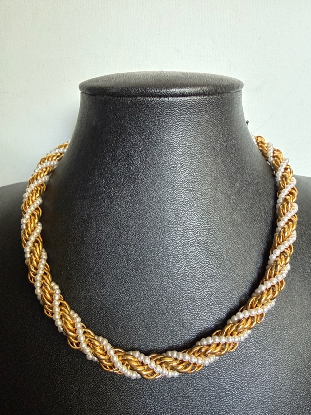 Gold and Pearl Rope Twist Necklace for Women